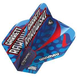 WINMAU Dart Flight - Professional Player - Prism Delta Garrett Rakowski Extra Thick 100 Micron - 1 Set per Pack (Total 3 Dart Flights) - Professional Dart Accessories - Blue & Red Flights
