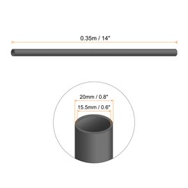 Rebower 0.6" x 0.8" PVC Pipe 14" Plastic Rigid Tubing Round High Impact Drain Pipe, [for Greenhouse Garden Home HVAC Plumbing] - 15.5x20mm / Dark Grey