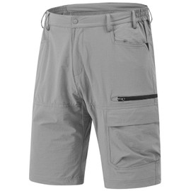 Rdruko Men's Stretch Golf Shorts 9" Quick Dry Outdoor Hiking Fishing Sports Shorts(Light Gray, CA 38)