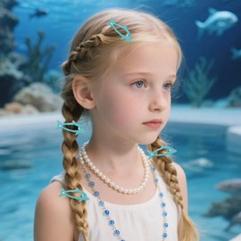 4 Pcs Dolphin Snap Clips Glitter Light Blue Hair Clips Cute Barrettes Y2K Animal Hairpins Ocean Hair Accessories for Beach Vacation Back to School