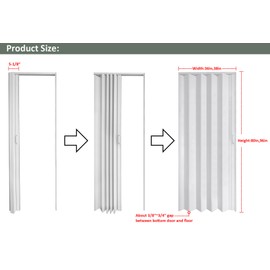 DIYHD 36x80in White Accordion Folding Closet Door, Include Door and Mounting Hardware