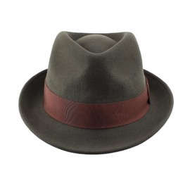 Home Prefer Men's Wool Felt Winter Hat Short Brim Fedora Hat Olive Green Medium