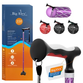 BigAlex Lightweight Collapsible Walking Cane with Soft Comfortable TPR Handle for Seniors and Elderly Adults, Larger Handle for Comfort, Adjustable Support Stick, Portable Travel Aid for Men & Women