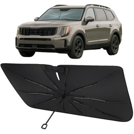Proadsy Windshield Sun Shade Umbrella for 2021-2025 Kia Sorento Foldable Car Umbrella Sunshade with Soft TPU Handle Spring Structure Crystal Cooling Material Protect Car from Rays & Heat