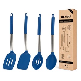 Kitchen Utensils Set of 4 Pack,Silicone Cooking Utensils Set for Nonstick Cookware,Perfect for Baking and Mixing,Spatula Set BPA Free,Dishwasher Safe,Blue
