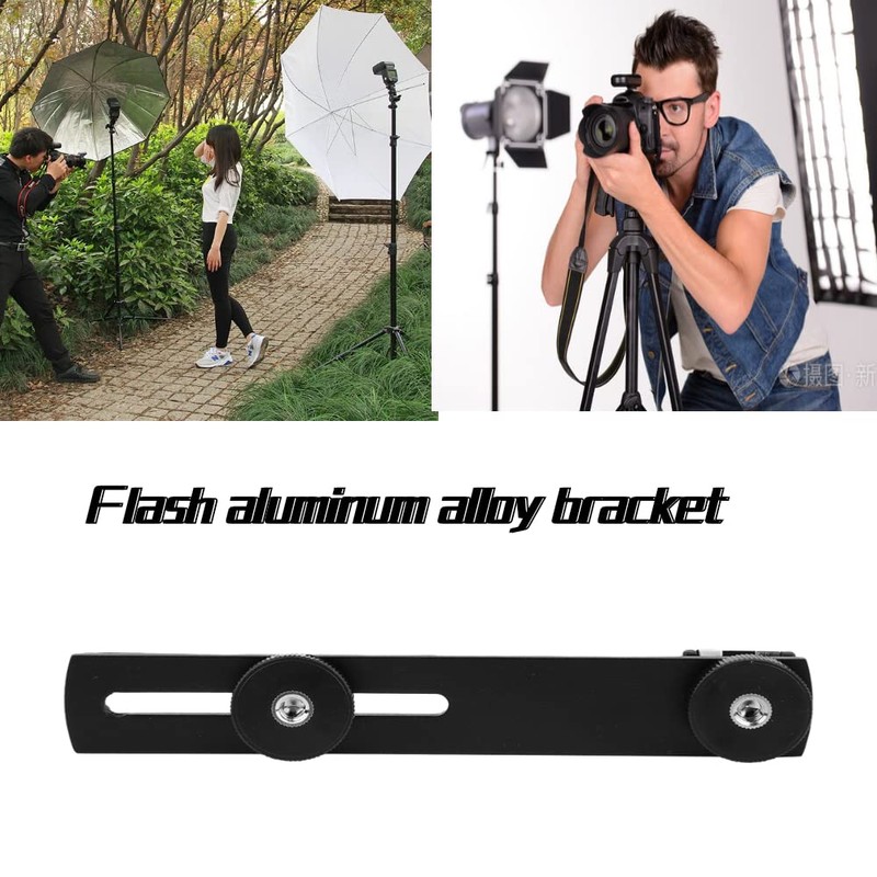 Akozon Dual Flash Bracket Extension Bar, Flash Bracket Tripod Mounting