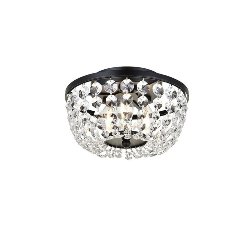 MAKLAINE Contemporary Flush Mount Light, 10 in Round Iron Frame