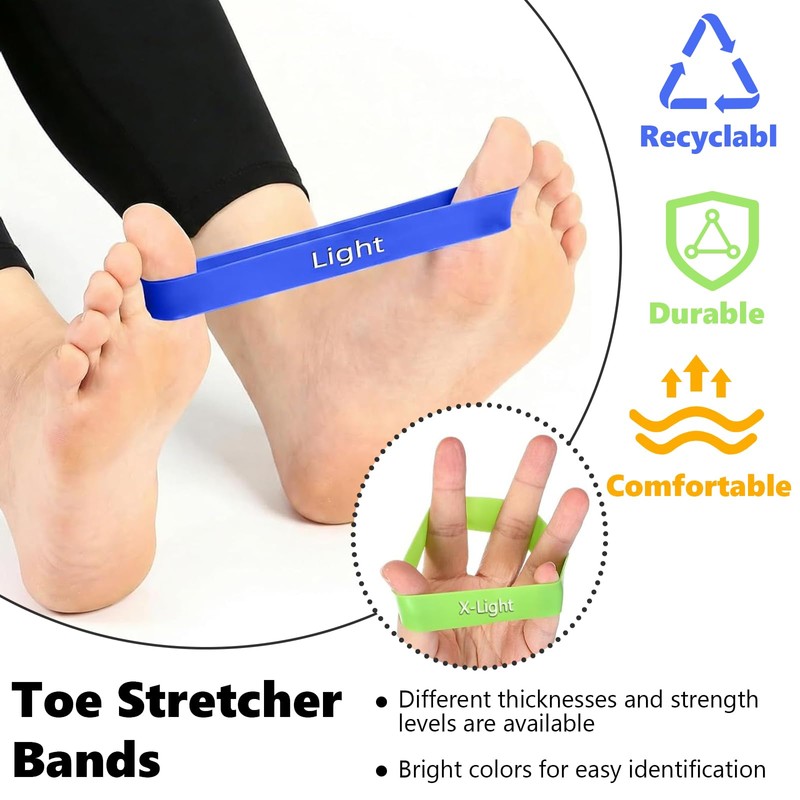 5 Pcs Latex Toe Stretch Bands with Storage Bag, Hallux
