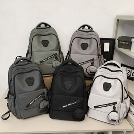 New bag, casual backpack, student bag, 4-color student backpack, backpack, unisex G logo Three-dimensional camel gray/ONE