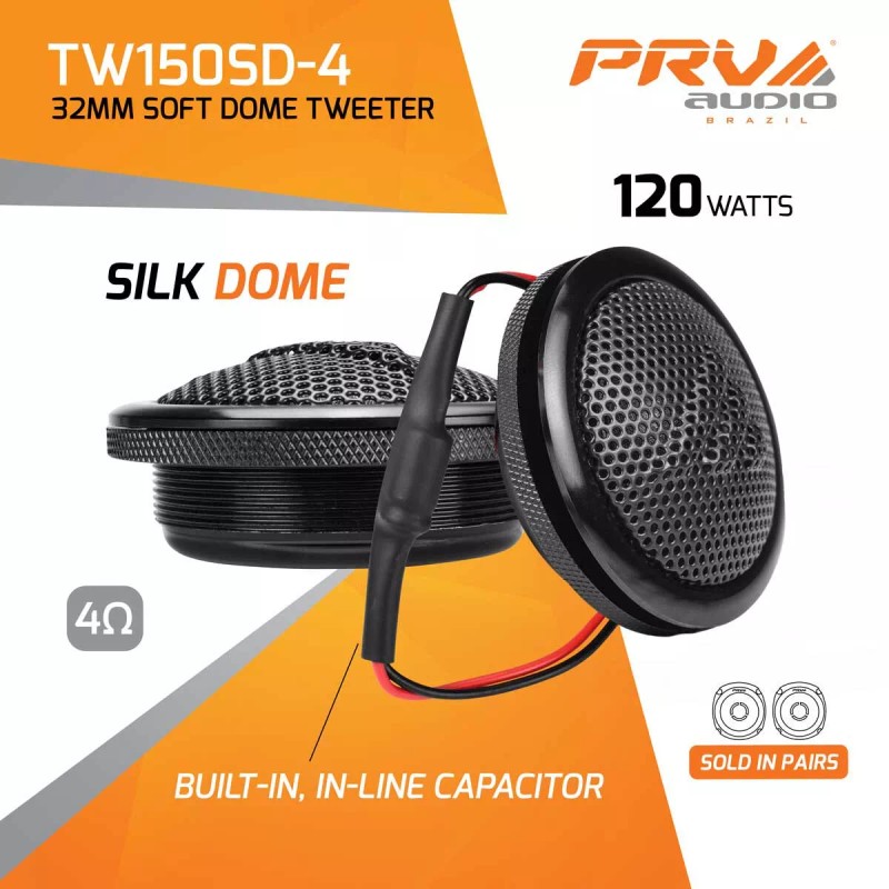 PRV Soft Dome Tweeter TW150SD-4 Built-In Crossover 240 Watts PAIR