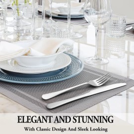 MUTNITT 24 Pcs Silverware Set with Steak Knives Service for 4