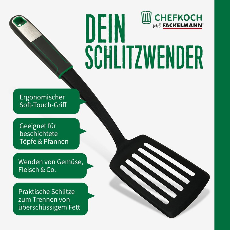 FACKELMANN Chefkoch Meets Slotted Turner - Ideal for Turning Vegetables,
