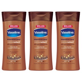 Vaseline Intensive Care Body Lotion - Cocoa Radiant - with Pure Cocoa Butter - Net Wt. 10 FL OZ (295 mL) Each - Pack of 3