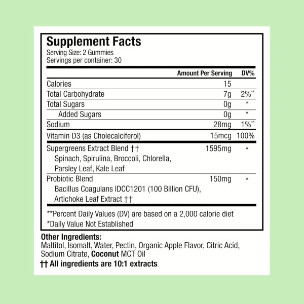 Wondergreens Veggie Gummies Super Greens with Probiotics Multivitamin Support...