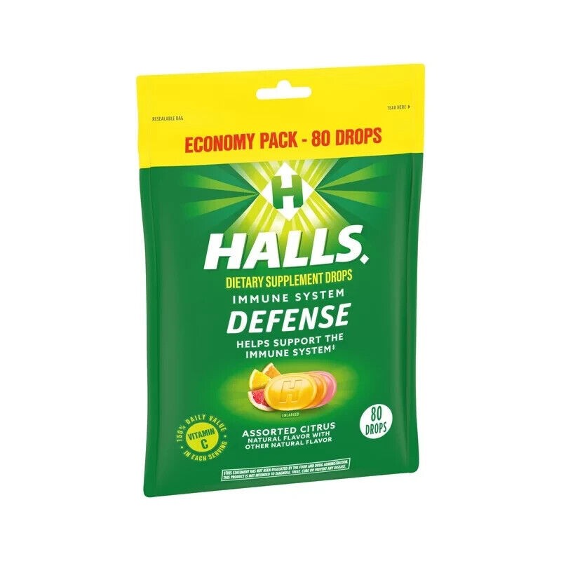 HALLS Defense Citrus Vitamin C Drops, 80-Count Economy Pack