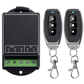 Dual Wireless Remote Control Light Switch and Receiver Kit for Home, Water Pump, Lighting, Garage Doors, 328 Feet Long Distance, 90V-220V/10A Relay Radio Frequency Switch