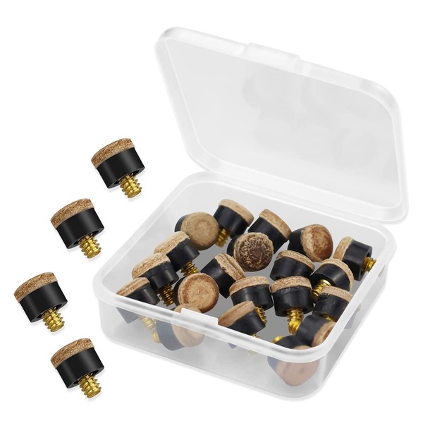 LICQIC 10 Pcs Pool Cue Tips Screw On, 10 mm Pool Queue Tips with Plastic Storage Box, for Pool Cues and Snooker, Brown
