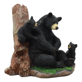 Ebros Black Bear Mother and Her Cubs in The Woodlands Statue 6" Tall Nature's Nurture Bear Family Sculpture