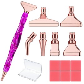 Heyseri 14PCS Diamond Painting Pen Accessories Tools Set Ergonomic Diamond Art Pen Exquisite Stainless Steel Metal Pen Tips and 6 Painting Glue Clay,Comfort Grip and Faster Drilling for DIY Craft