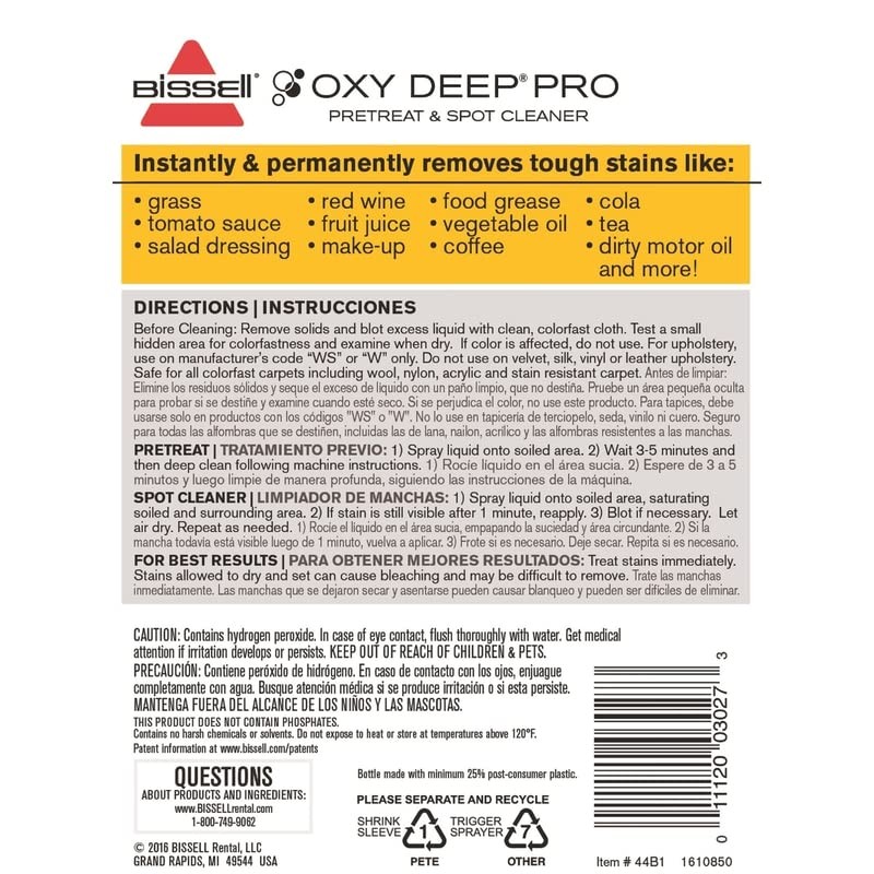 Bissell Oxy Deep Pro No Scent Stain Remover 22 ounce