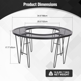REDCAMP 35'' Portable Fire Pit Surround Tabletop, Foldable Round Fire Pit Table for Solo Stove and Bonfire Wood Burning Firepit with 21" Inner Diameter, Easy to Install and Portable for Outdoor