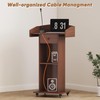 Portable Podium Stand with Metal Wheels, Rolling Podium with Drawer