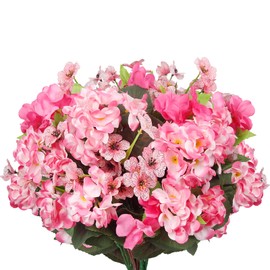 CITYES 7 Pcs Artificial Flowers for Outdoors Impatiens Silk Geraniums Flowers UV Resistant Faux Impatiens Flowers for Outdoor Planters Pot Patio Garden Hanging Basket Porch Table Indoor Decor Hot Pink