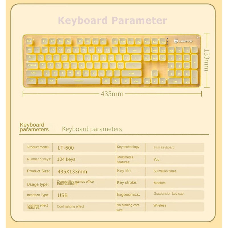 Wireless Keyboard and Mouse Combo, 2.4G Rechargeable Full Sized Backlit