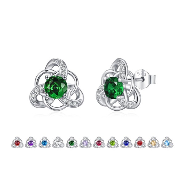 MEDWISE May Birthstone Earrings 925 Sterling Silver Emerald Green Stud