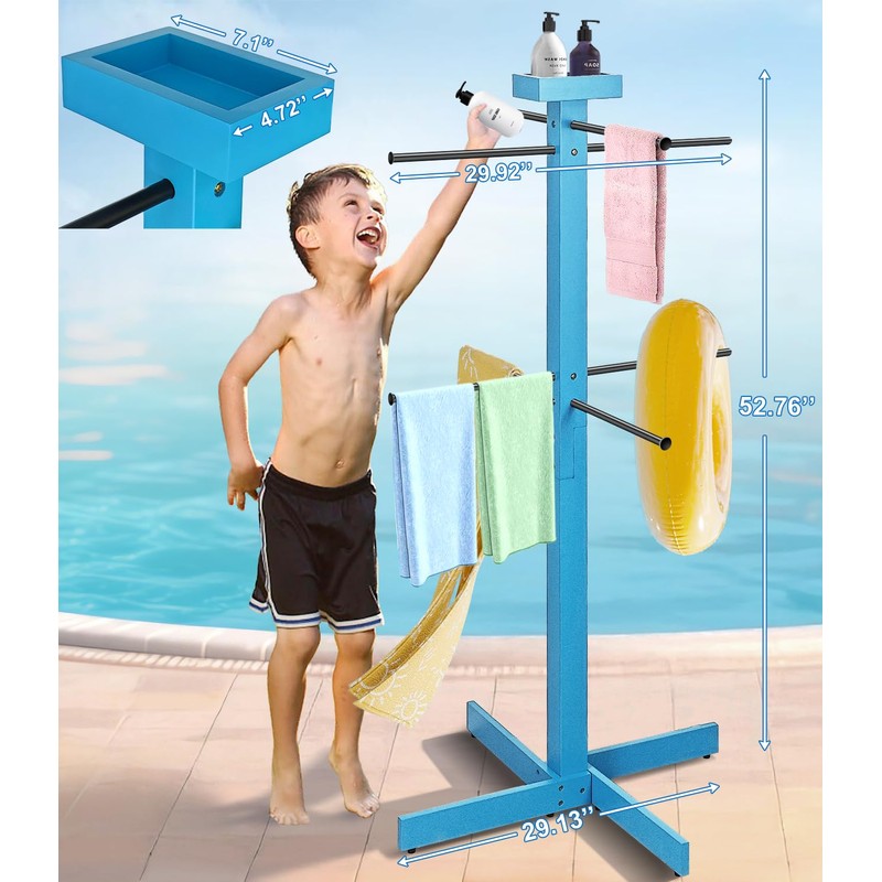 Usluole Pool Towel Rack Outdoor for Spa,Beach,Hot Tub, 4 Adjustable
