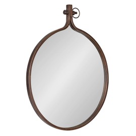 Kate and Laurel Yitro Round Metal Wall Mirror, 23.5 x 28.5, Bronze, Farmhouse Wall Decor for Any Room