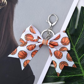Glitter Cheer Bow Keychain for Girls Women Basketball Cheerleader Cheerleading Keyring for Backpack Bag Handbag Cheer Gifts for Cheerleaders Basketball Lovers Cheer Bow Bag Accessories Christmas Gifts