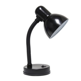 Simple Designs LD1088-BLK 14.25" Sleek and Sturdy Classic Gooseneck Study Desk Lamp, Black