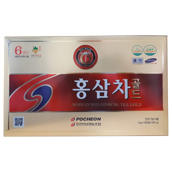 Pocheon 300g(3g x 100p) Korean Panax Red Ginseng Roots Extract Tea Gold 6Years, 15% Extract