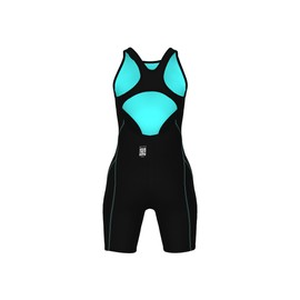 ARENA Girls' Standard Powerskin Impulso Kneeskin Swim Racing Suit Open Back Short Leg, Black Teal