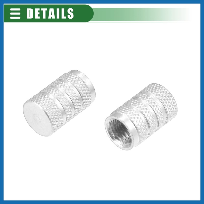 A ABSOPRO Tire Valve Stem Caps, 17mm, Aluminum Alloy, Silver