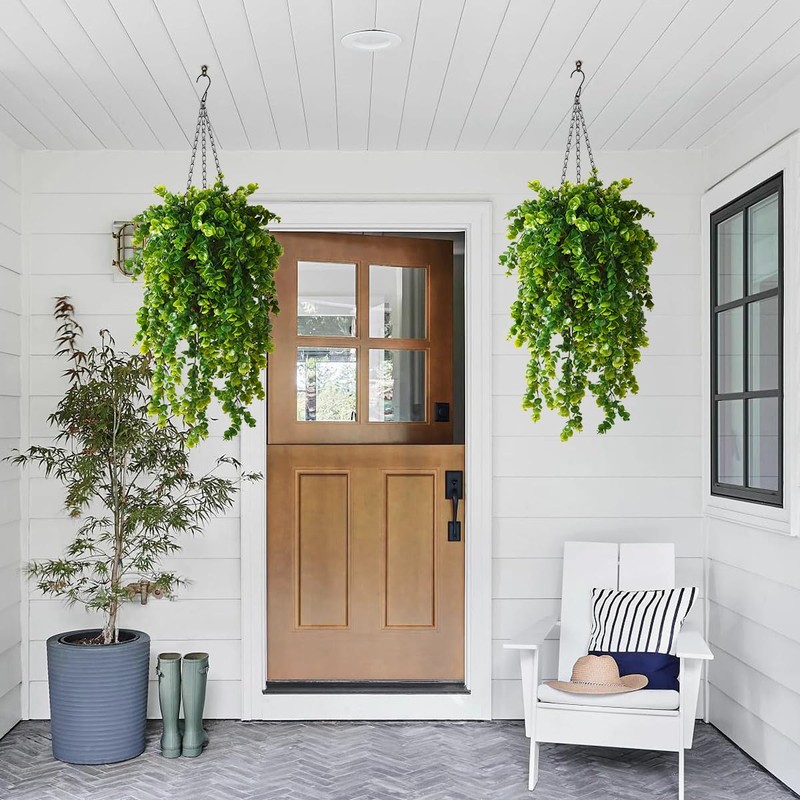 ZFProcess Artificial Faux Hanging Plants Basket for Spring Summer Outdoor
