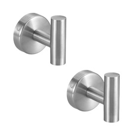 Pack of 2 Silver Wall Hooks, Stainless Steel Clothes Hooks, Towel Hooks, Coat Hooks for Bathroom, with 1 Wrench, 4 Screws, 4 Dowels, Perfect for Bathroom and Hallway