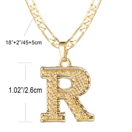 kelistom Initial Necklace for Women Men, Gothic 14K Gold Plated 26 Letters Pendant Necklace, Figaro Paperclip Chain with Extension