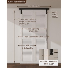 AONAYIOA 39.6"/3.3FT Box Rail Hardware Bifold Sliding Barn Door Hardware Track, Ceiling Mount Aluminium Alloy Kit for 2 Bifold Doors (Door Not Included)