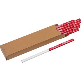 Meister Carpenter's Pencil Set 15 Pieces - 240 mm Length - Oval Shape - Medium Hardness - Ideal for Drawing & Marking - Red & White / Marking Tool / Construction Pencil / 9446700