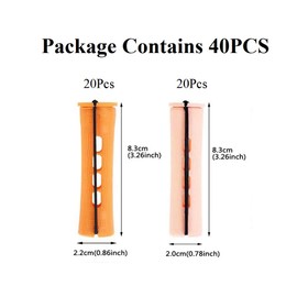 40 PCS Hair Rollers Plastic Perm Rods for Long Short Hair Cold Wave Rods Non-Slip Heatless Medium Size Orange Color+Yellow Color