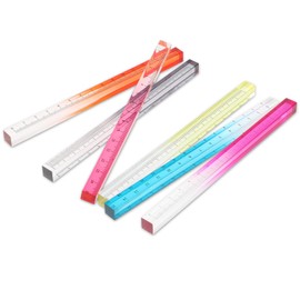 Andibro 6 Pieces Colourful Transparent Ruler, Cube Acrylic Ruler Set, 15 cm, Colour Gradient Rulers, Lightweight Measuring Tool for Students, Adults, School, Classroom, Office