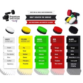 Kornely™ Premium Drill Brush, Medium Stiff, Green 10cm. Professional Power Scrubber. Doesn't Scratch Surfaces. Suitable for Kitchen, Stove and Oven, Cabinets, Counters, Dirty pots, Floor Cleaning