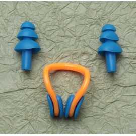 Ruwado 2 Pairs Nose Clips and Ear Plugs Colorful Silicone Waterproof Nose Plugs Supplies for Swimming Training Surfing Adults Ear Nose Protector Beginner (Black, One Size)