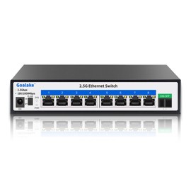 Goalake 8 Ports Ethernet Switch, 8X2.5G RJ45 Ports and 1X10G SFP Port, 60Gbps Switching Capacity, Ideal for 2.5GB NAS, 4K Video, Gaming PC, 2.5GB Server, 2.5GB WiFi AP,2.5GB PCIe Adapter 2.5GB Gigabit