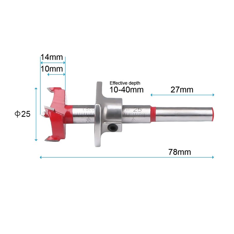 flintronic Forstner Drill Bit, 25mm Adjustable Positioning Drill Bit Set,