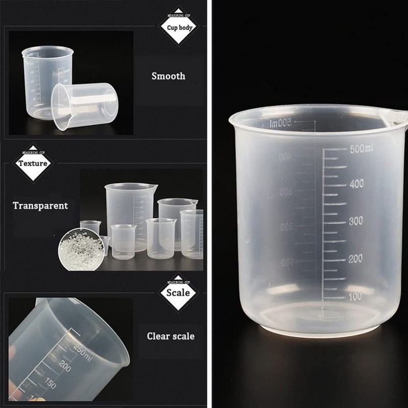 Scientific Cup Set Measuring Cylinder Lab Plastic Graduated Jug Bottles