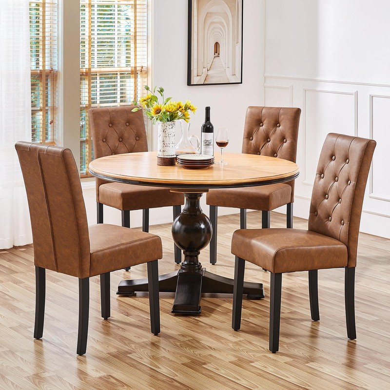 Yaheetech Upholstered Dining Chairs Set of 2 Modern Leather Parsons