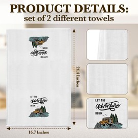 DETIHO Funny Camper Decor,Kitchen Towels Set of 2，Camper Camping Kitchen Essentials，Absorbent & Reusable Towels，Finger Tip Towels，Camper Towels Kitchen Gifts（B04